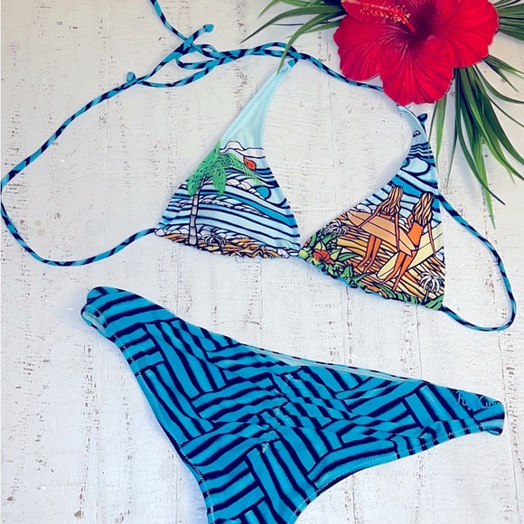 Rip Curl Heather Brown String Bikini Top Siren Surf Sisters - Picture 5 of 6